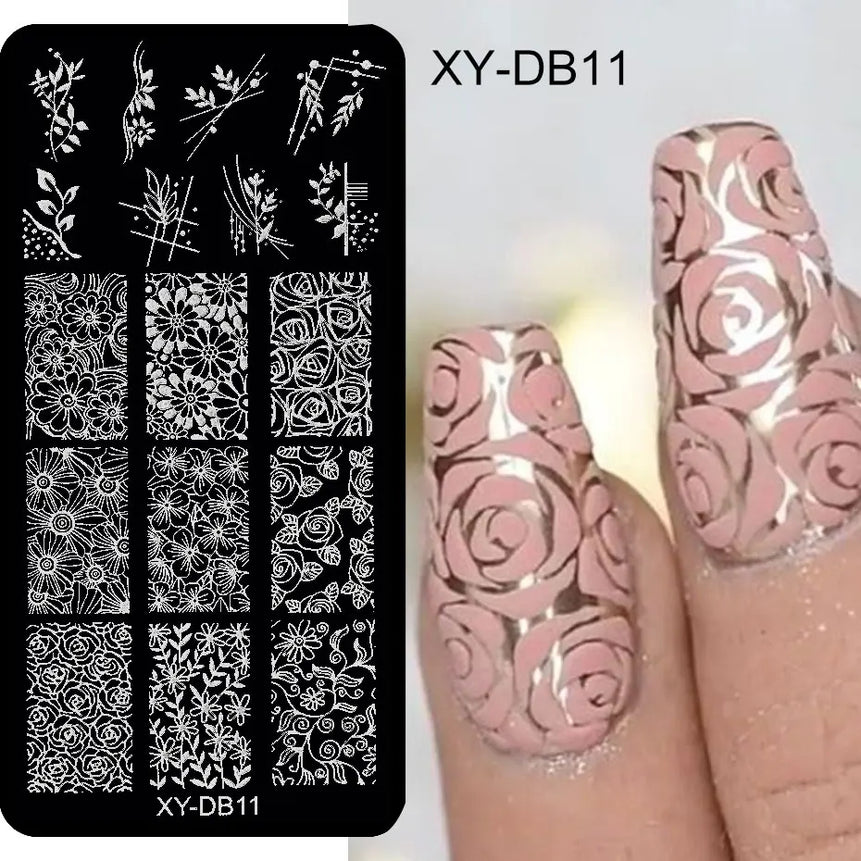 Lace Floral Nail Art Stamping Plate French Wedding Bohemian Style Polish Printing Template Plate Flower Stencils Manicure Tool