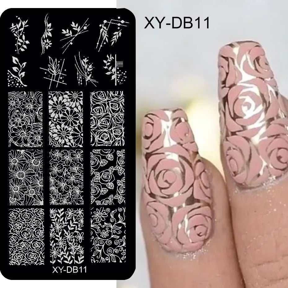 Lace Floral Nail Art Stamping Plate French Wedding Bohemian Style Polish Printing Template Plate Flower Stencils Manicure Tool
