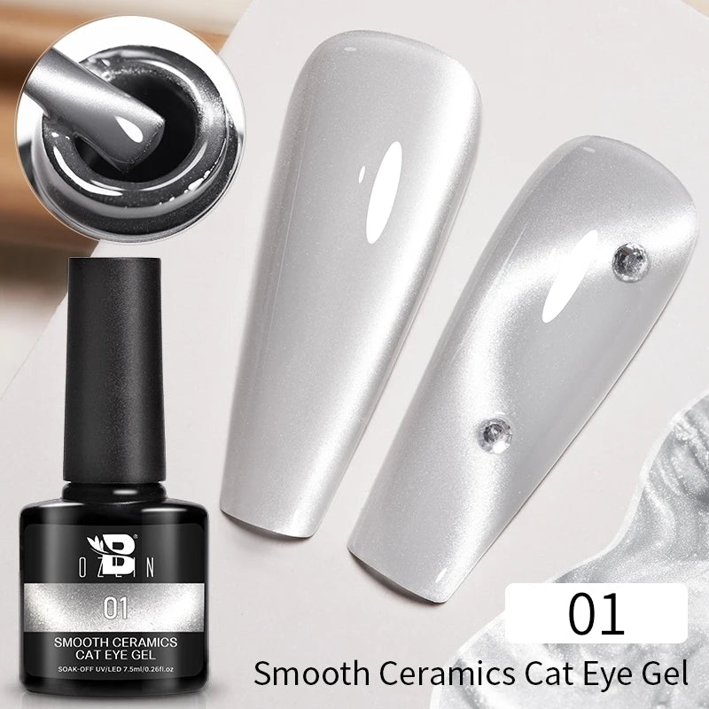 AWStorG 7.5ML Golden Gradient Cat Eye Magnetic Gel Sparkling Glitter Nail Polish Semi Permanent UV Nail Art No Need Base Color