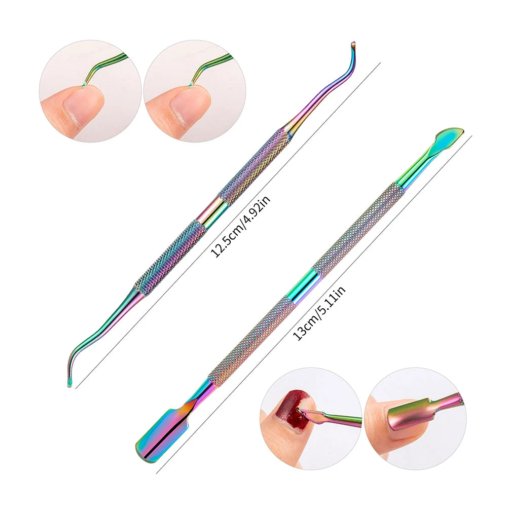 5pcs Nail Care Set with Magnets Cuticle Trimmer Straight Nail Clipper Metal Pushers Dead Skin Gel Nail Remover Manicure Tools