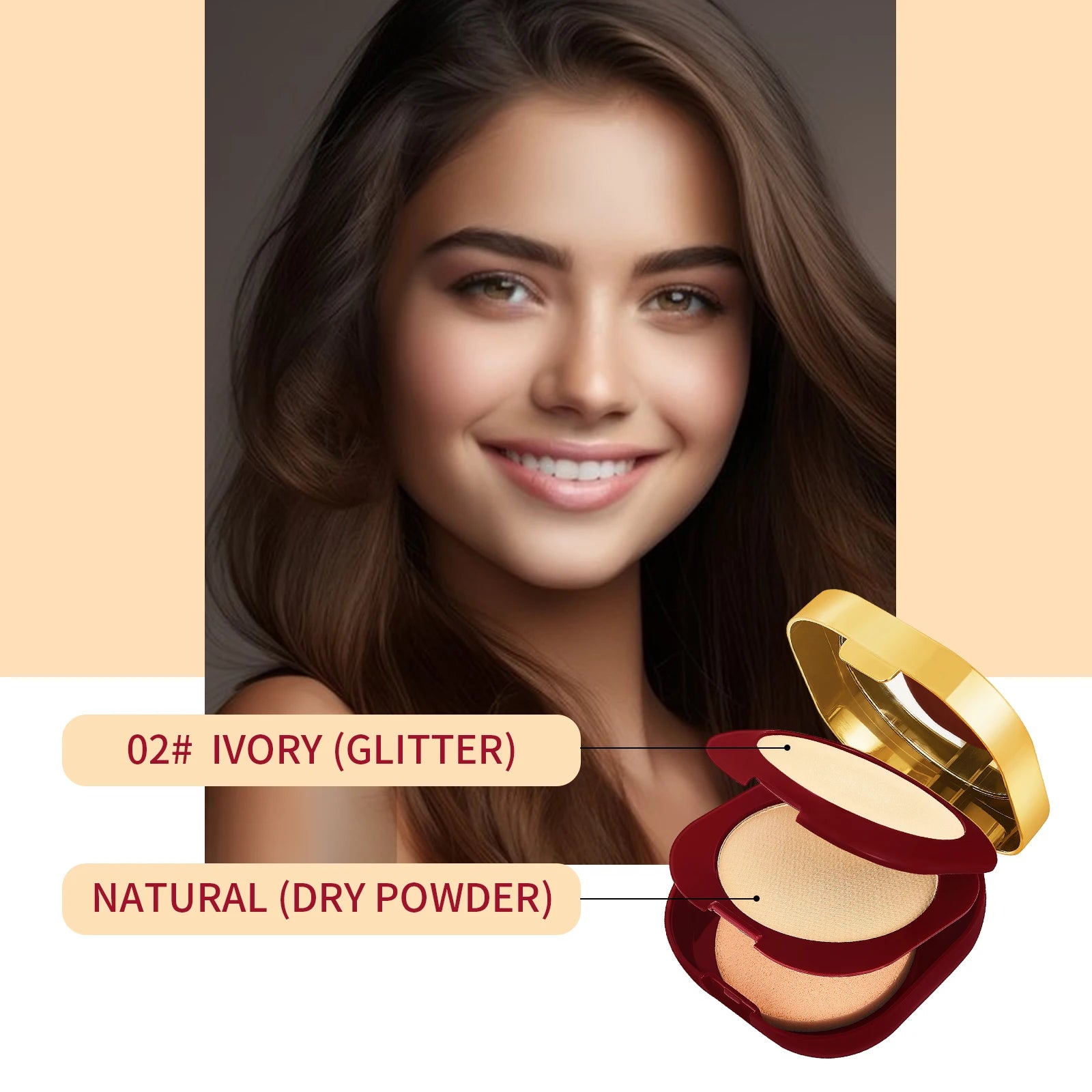 Red Pomegranate Double Layer Powder Oil Control Long Lasting Waterproof Concealer Setting Powder Facial Makeup