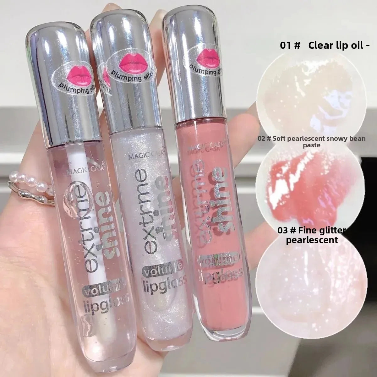 Fine Shimmer Lip Oil Gloss Long Lasting Hydrating Moisturizer Transparent Water Based Pearlescent Lip Glaze