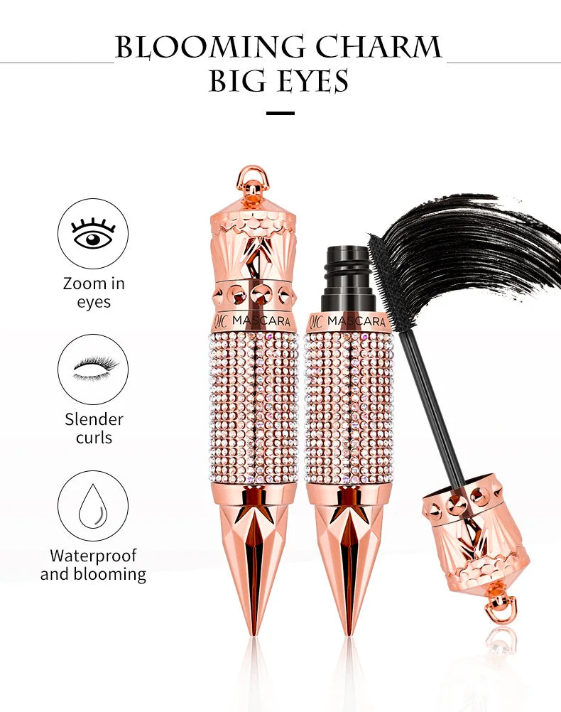 QIC Diamond Scepter Mascara 4D Silk Fiber Mascara Waterproof Eyelash Lengthen Natural Thick Curly Non Smudging Mascaras