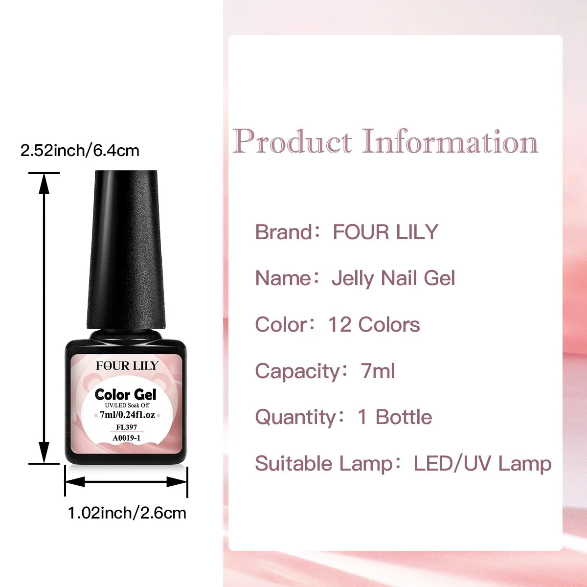 FOUR LILY 7ml Nude Pink Jelly Nail Gel Polish 12 Colors Semi Permanent Soak Off UV LED Gel Polish Nail Art Painting Gel Varnish