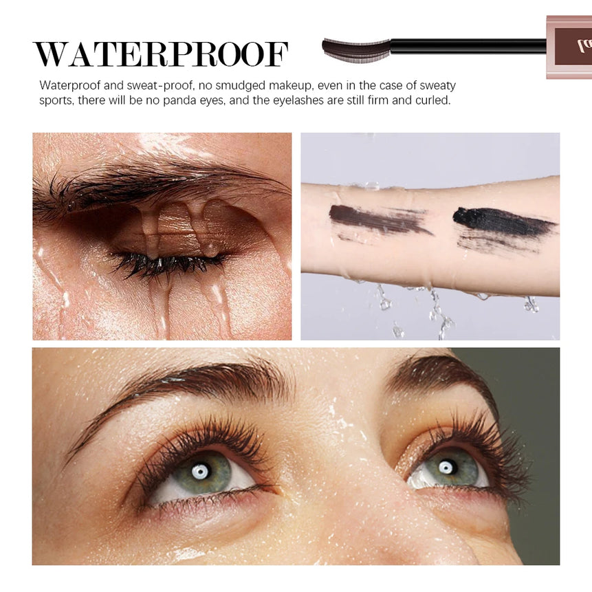 Lakerain Lengthening Volumizing Mascara Long Lasting Makeup Effect Nourish Eyelashes Clump-Free Suitable for All Skin Tones