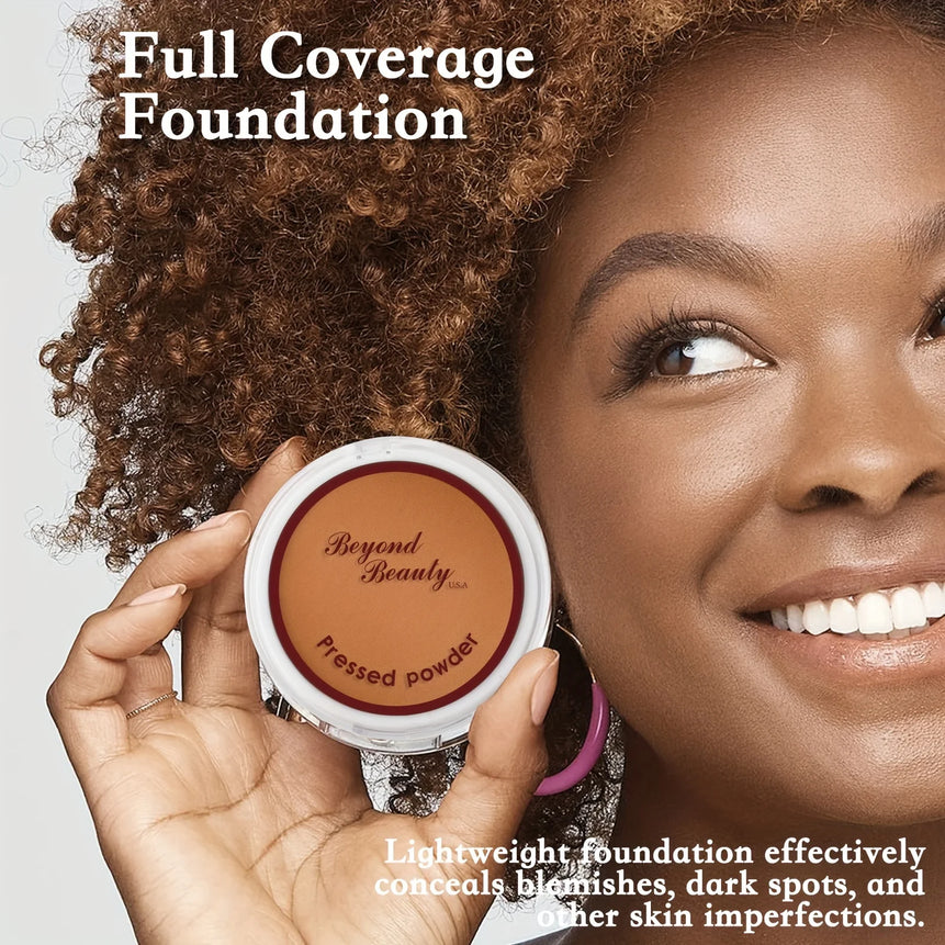 Wheat Bronzing Powder for Dark Skin, Matte Finish, Sweatproof & Oil Dark Foundation Powder Puff And Mirror
