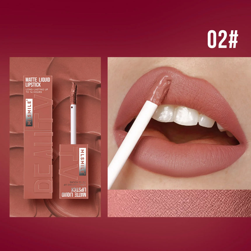 MLSMILE 6 Color Non-stick cup Velvet Satin Gloss Lip glaze Mist Liquid matte lipstick Waterproof long-lasting color liquid