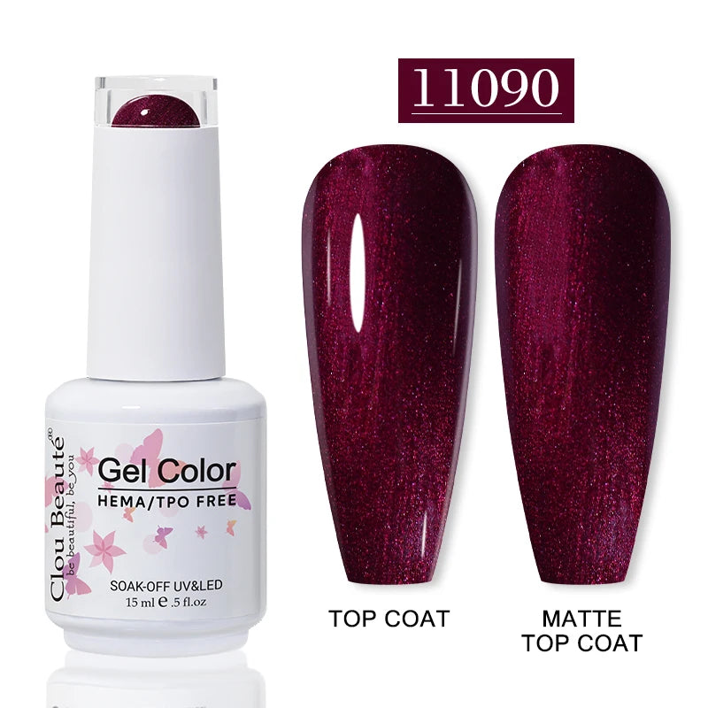 Clou Beaute Glitter Gel Nail Varnishes Winter Color Sparkling Sequins Soak Off UV LED Varnish Nail Art Decoration Base Top Coat