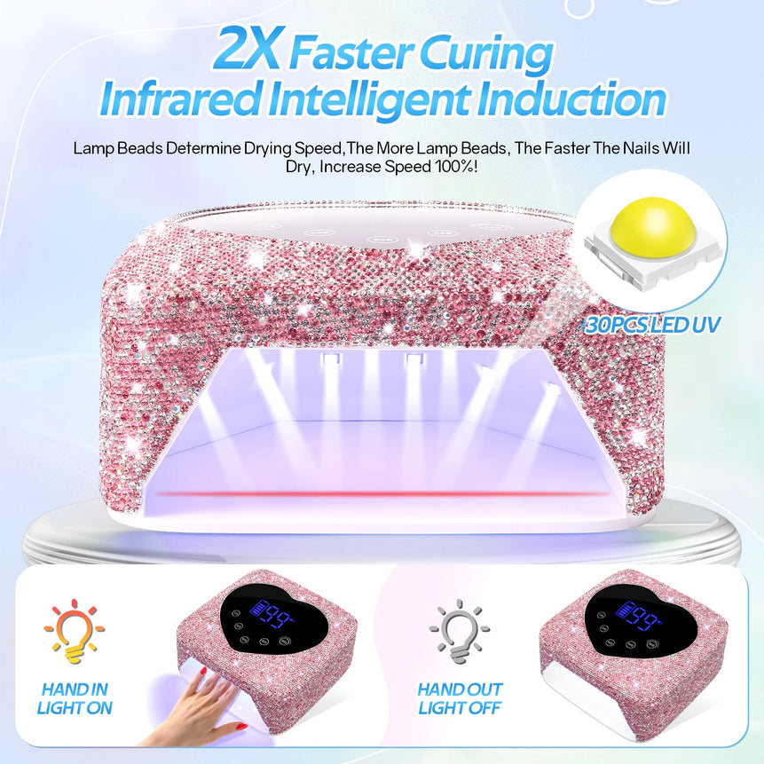 Rechargeable 72W UV LED Nail Lamp For Nails 30LEDS Wireless Gel Polish Curing Lamp With Large Screen Professional Nail Equipment