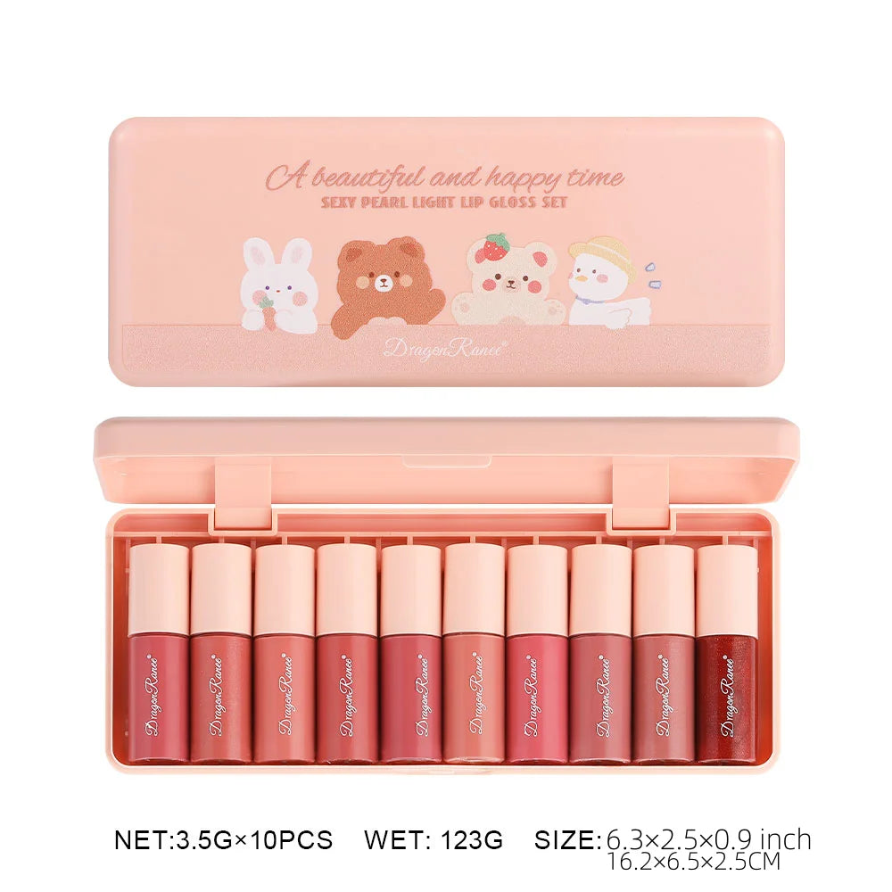 Twelve-Piece Lip Gloss Set, Water-Glossy Mirror Shimmer Lip Gloss, Moisturizing Lip Gloss, Non-Fading, Easy to Apply, Long-Lasting Makeup Effect Lip Gloss Set