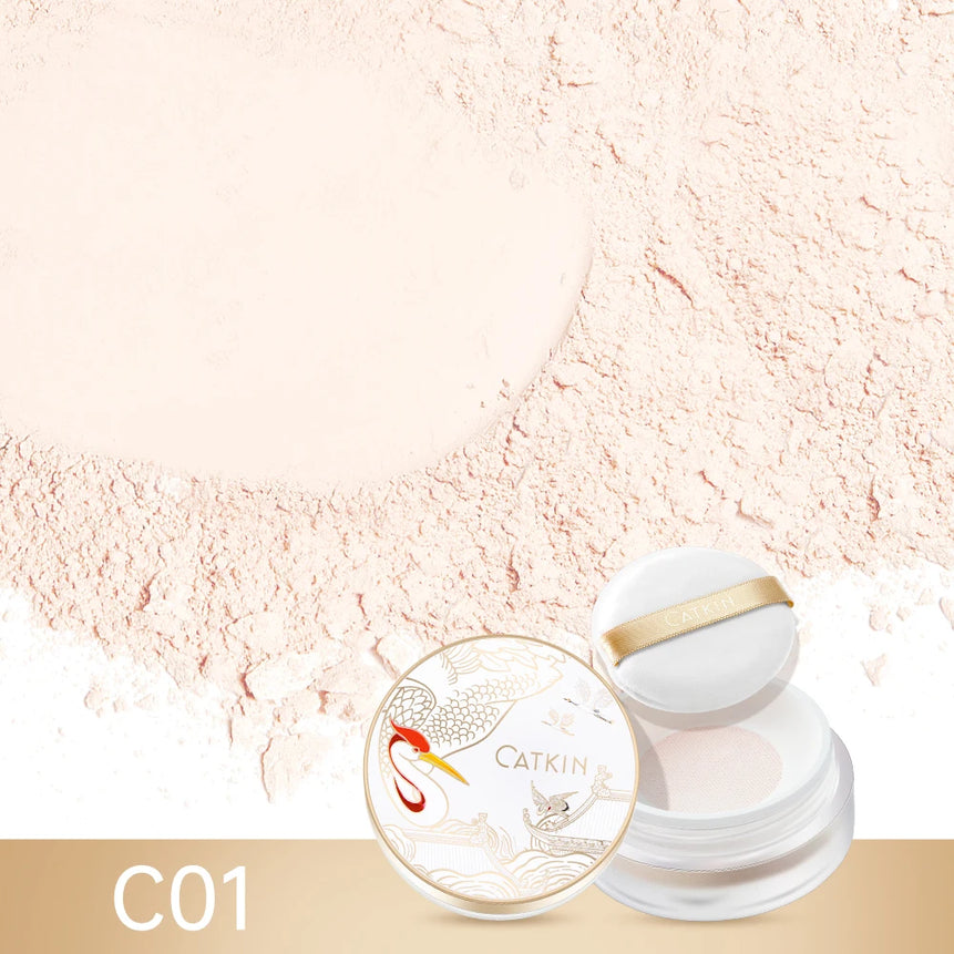 CATKIN Air Loose Setting Powder Oil Control Matte Natural with Puff, Makeup Loose Powder