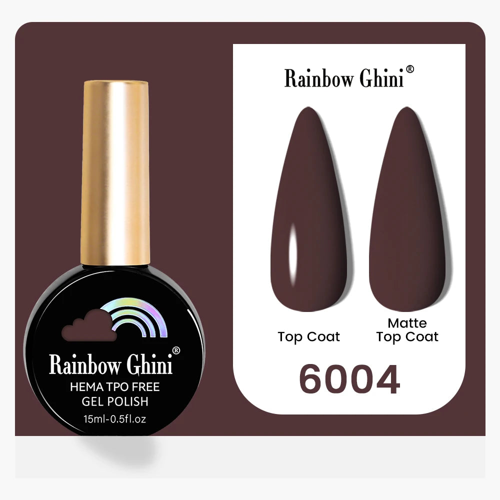 Rainbow Ghini 15ML 146 Colors Long-Lasting Colorful Gel Nail Polish Professional UV/LED Gel Polish Base Coat Matte Top Coat