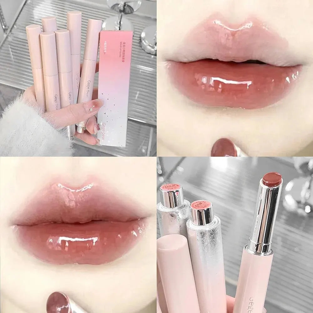 Snowy Design Solid Watery Lipstick Mirror Moisturizing Nourishing Lip Balm Beautiful Colors Suitable for Winter