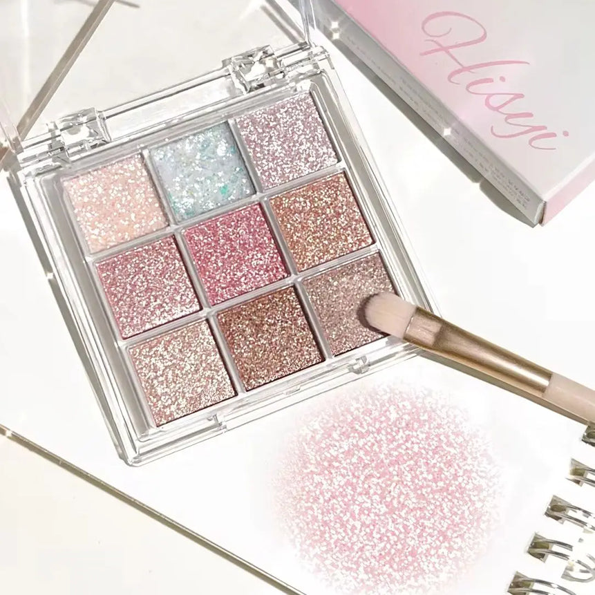 Pearlescent fine glitter highlighter dazzling smart eyeshadow palette Long-lasting color development, sweat and water resistant