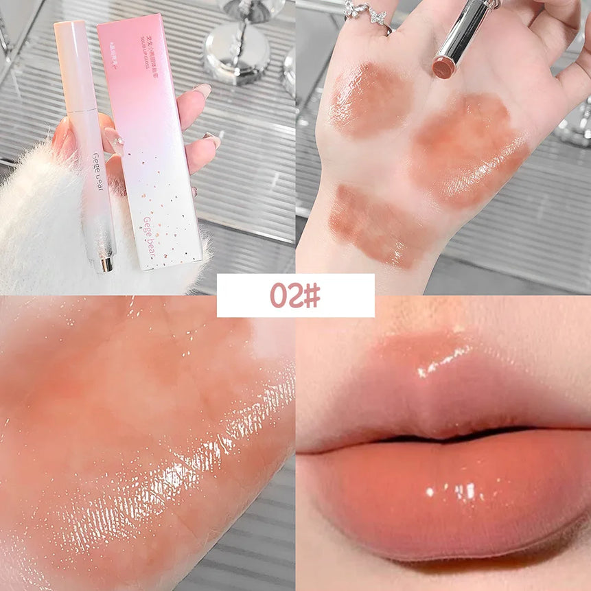 Snowy Design Solid Watery Lipstick Mirror Moisturizing Nourishing Lip Balm Beautiful Colors Suitable for Winter