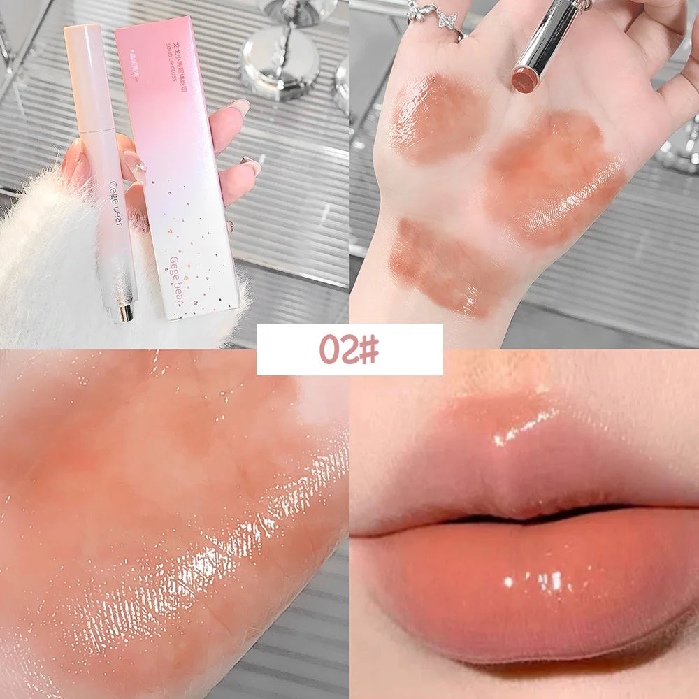 Snowy Design Solid Watery Lipstick Mirror Moisturizing Nourishing Lip Balm Beautiful Colors Suitable for Winter