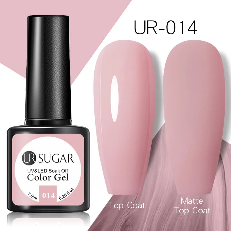 UR SUGAR 7.5ml Rose Glitter Solid Color Gel Nail Polish Jelly Nude Pink Semi Permanent DIY Nail Art UV LED Soak Off Gel