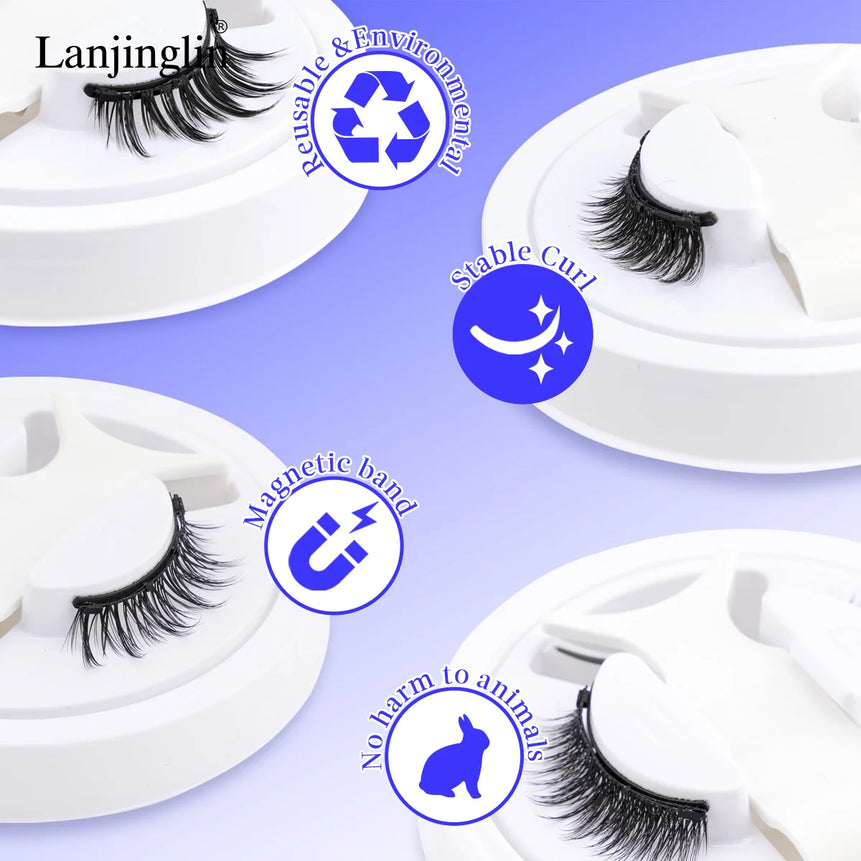 3D Magnetic False Eyelashes Tweezer Set Reusable Natural Eyelashes Mink False Lash Professional Eyelash Extension Makeup Tool
