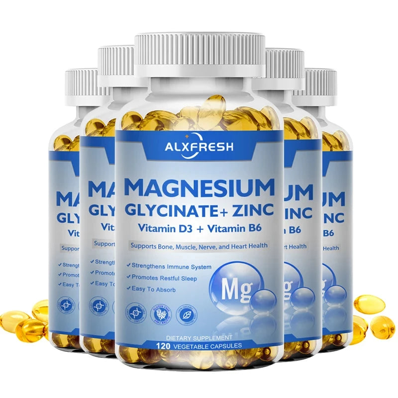Alxfresh Magnesium Complex Capsules High Absorption Bone, Muscle ,Brain Health Supplement Aids Sleep Stress & Anxiety Relief
