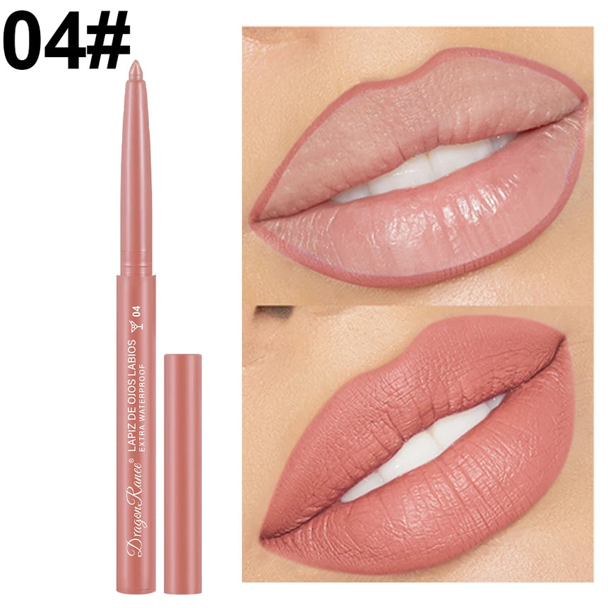 Lip Liner Lipstick Pen Waterproof Long-Lasting Hook Line Lip Pencil Matte Matte Beginner Automatic Lip Liner Bean Paste Color Hook Pen Automatic Rotating Lip Liner