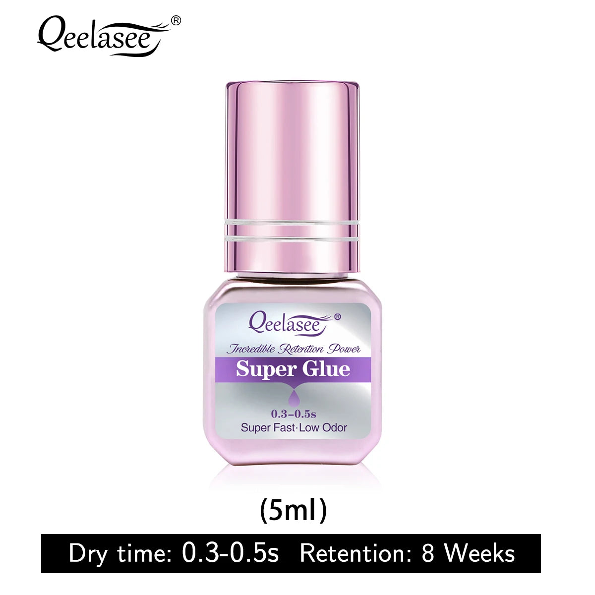 Qeelasee Eyelash Glue 0.3-0.5S Fastest Strongest Waterproof Mild Professional Eyelash Extension Glue