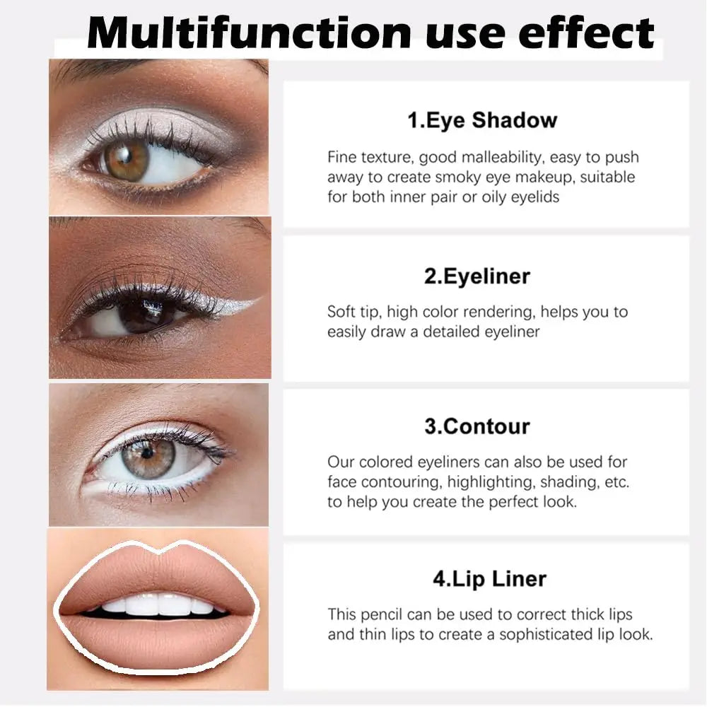 Waterproof Gel Eyeliner, No Smudge, Long-Lasting and Smooth, White - Women's Eye Makeup
