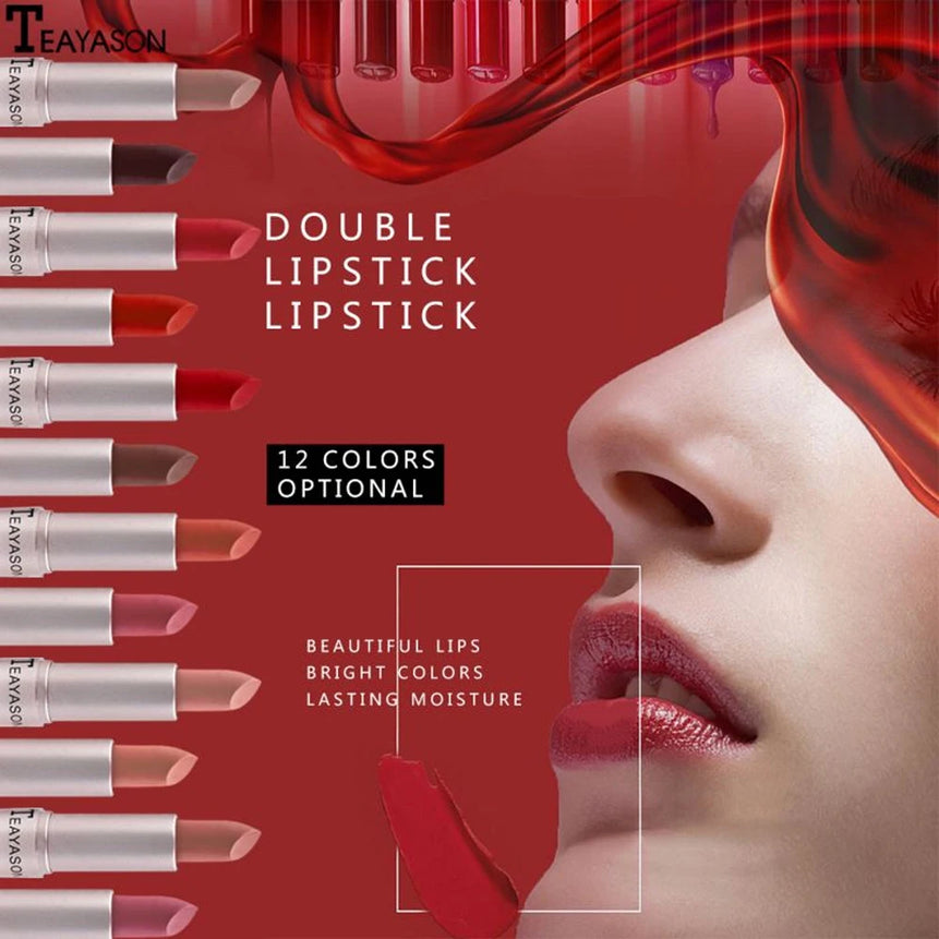 Double-Ended Velvet Matte Lipstick with Long-Lasting Effect, Brightening and Complexion-Enhancing Lipstick Pen for Autumn and Winter, Non-Transfer Matte, Valentine's Day Gift Lipstick