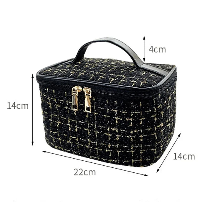 2024 New Women's Bag Knitted Style Makeup Bag Portable Portable Portable Makeup Bag Fashionable Large Storage Bag BX100