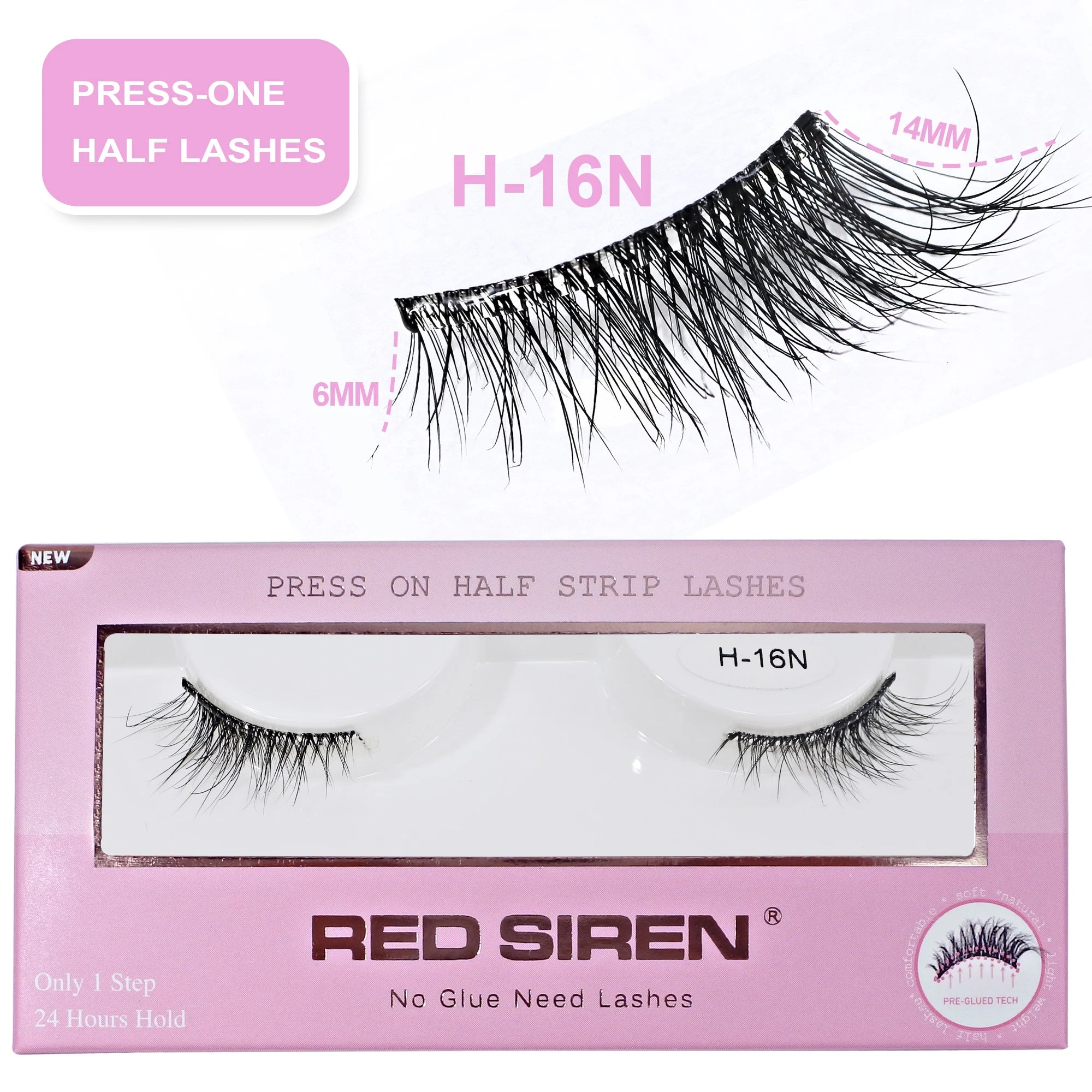 Self Adhesive Eyelashes Wide Glue Strip Press On Half Lashes Soft Clear Band Pre Glued False Eyelashes Reusable Cat Eye Lashes
