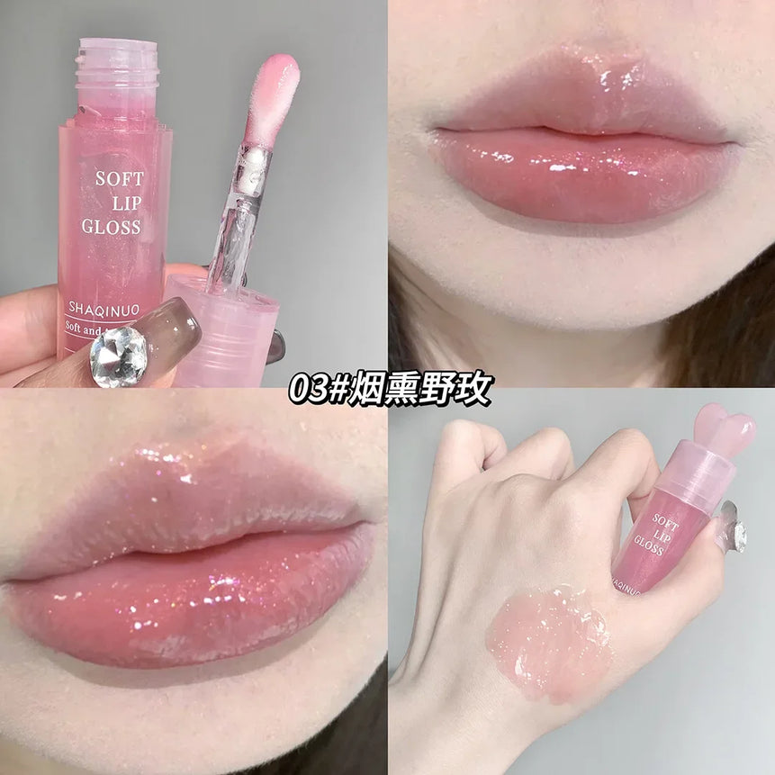Light Rich Watery Lip Oil Glitter Clear Transparent Glossy Lipstick Moisturizing Nourishing Hydrating Lip Gloss Makeup Cosmetics