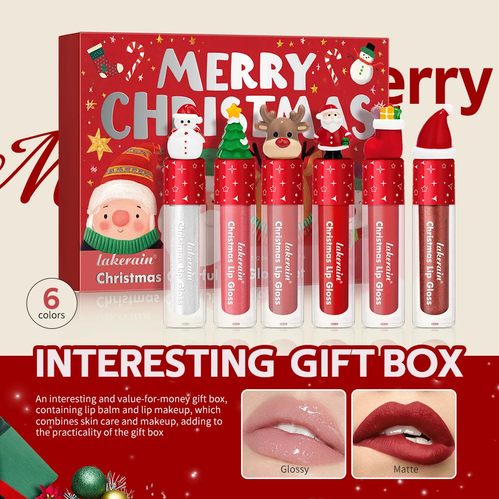 Lakerain Christmas Lip Gloss Set Red Matte Velvet Matte Lip Glaze Holiday Lip Gloss Set Christmas Facial Cosmetics