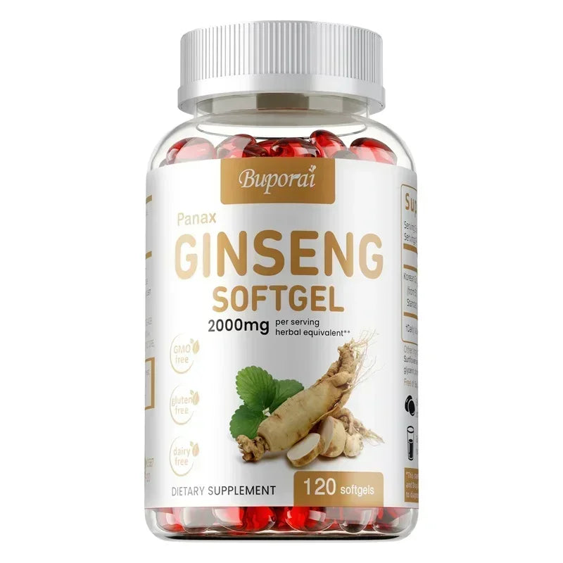 Red Panax Ginseng Capsules - for Immunity, Energy, Fatigue and Stress Relief, and Mental Focus