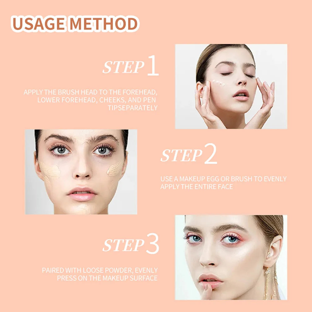 Multi-Purpose Glow Foundation Cream, Lightweight, Waterproof, Long-Lasting, Skin Types