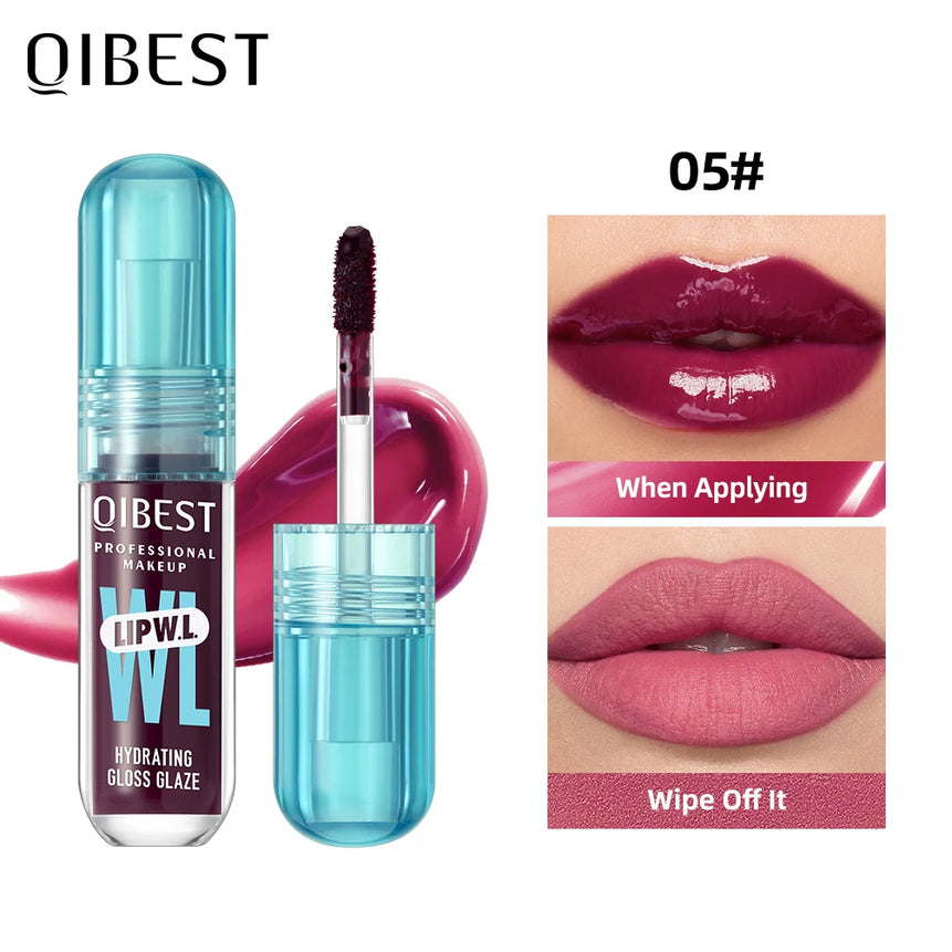 QIBEST Hydrating Crystal Lip Gloss Easy to Fade Mirror Water Glazed Lip Glaze Long Lasting Moisturizing Gloss Lip Tint Makeup
