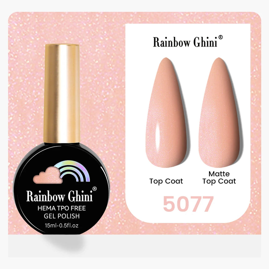 Rainbow Ghini 15ML 146 Colors Long-Lasting Colorful Gel Nail Polish Professional UV/LED Gel Polish Base Coat Matte Top Coat