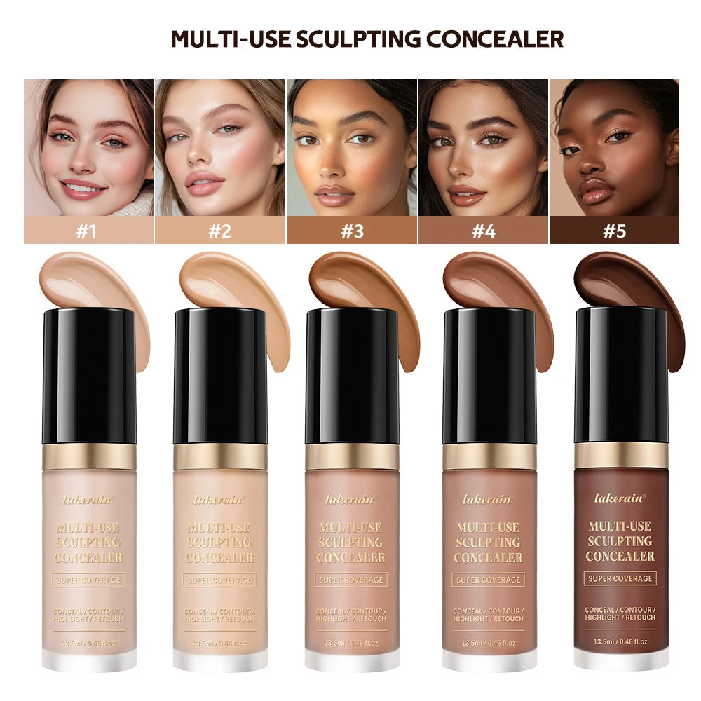 Super Concealer For Face Cover 5 Colors Highlight Contour Retouch Multi Use Super Coverage Hydrating Free Oil Formula Makeup