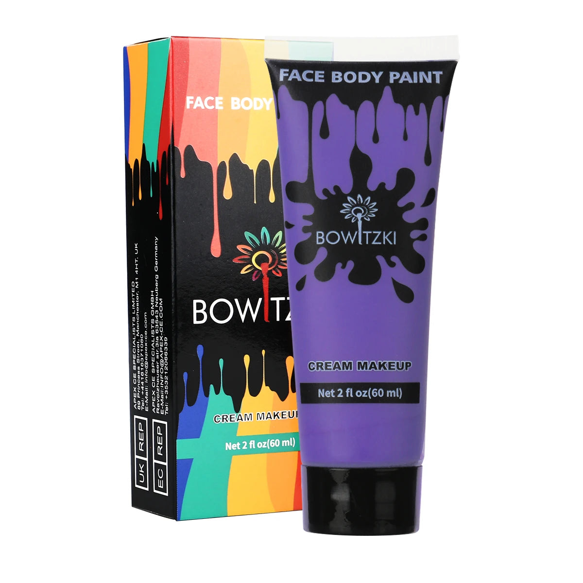 Bowitzki Face and Body Paint 2oz Cream Makeup 60ml Water Based Face Painting Special Effects For Adults Children Kids Halloween