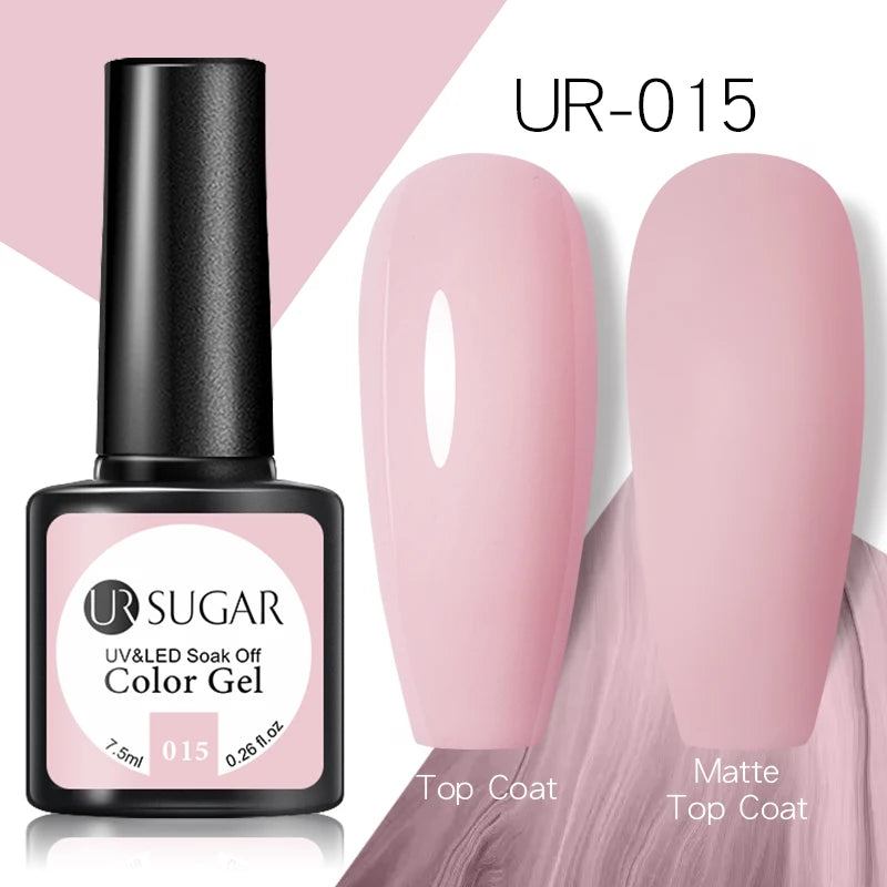UR SUGAR 7.5ml Rose Glitter Solid Color Gel Nail Polish Jelly Nude Pink Semi Permanent DIY Nail Art UV LED Soak Off Gel