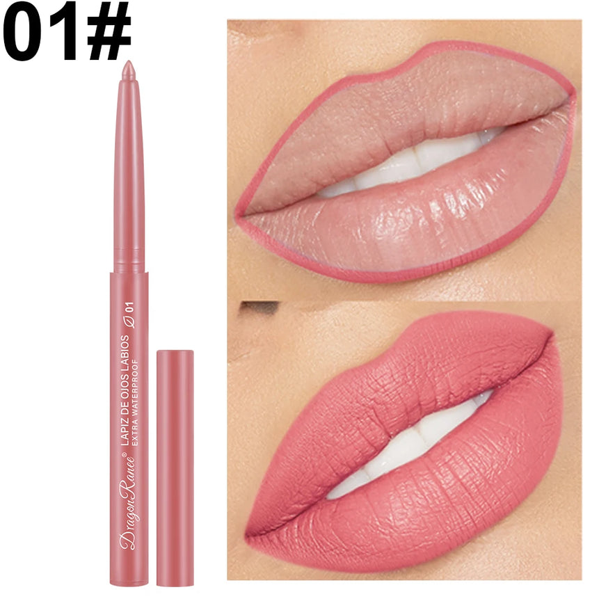Lip Liner Lipstick Pen Waterproof Long-Lasting Hook Line Lip Pencil Matte Matte Beginner Automatic Lip Liner Bean Paste Color Hook Pen Automatic Rotating Lip Liner