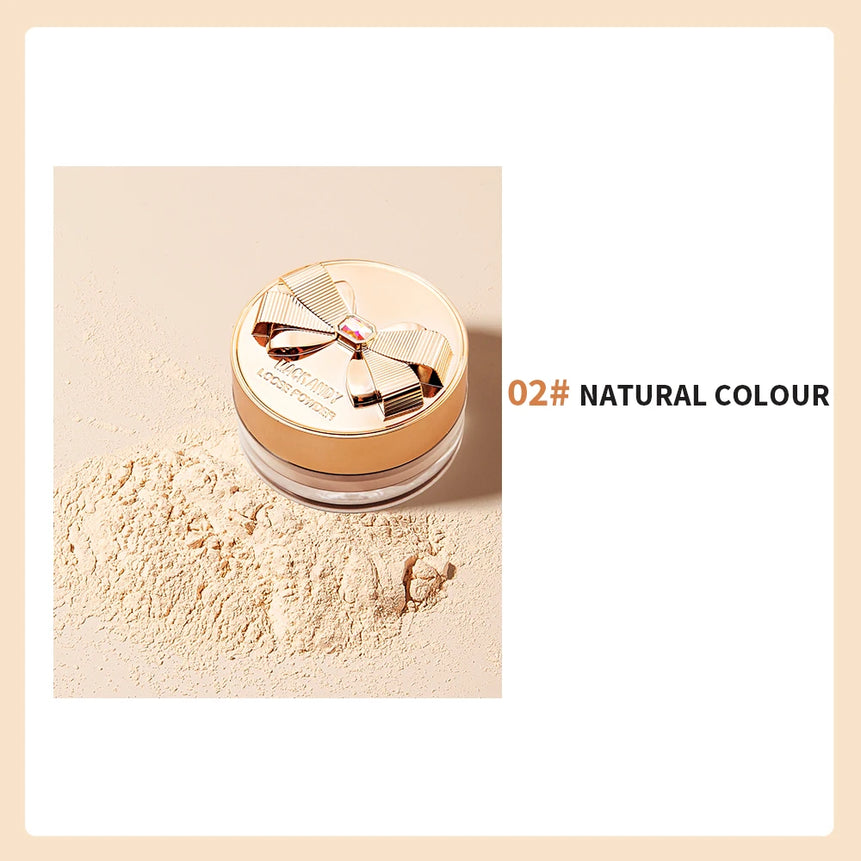 MACKANDY Original Silky Loose Powder Foundation, Lightweight Mineral Loose Powder Makeup Buildable Coverage, Talc Free, Vegan