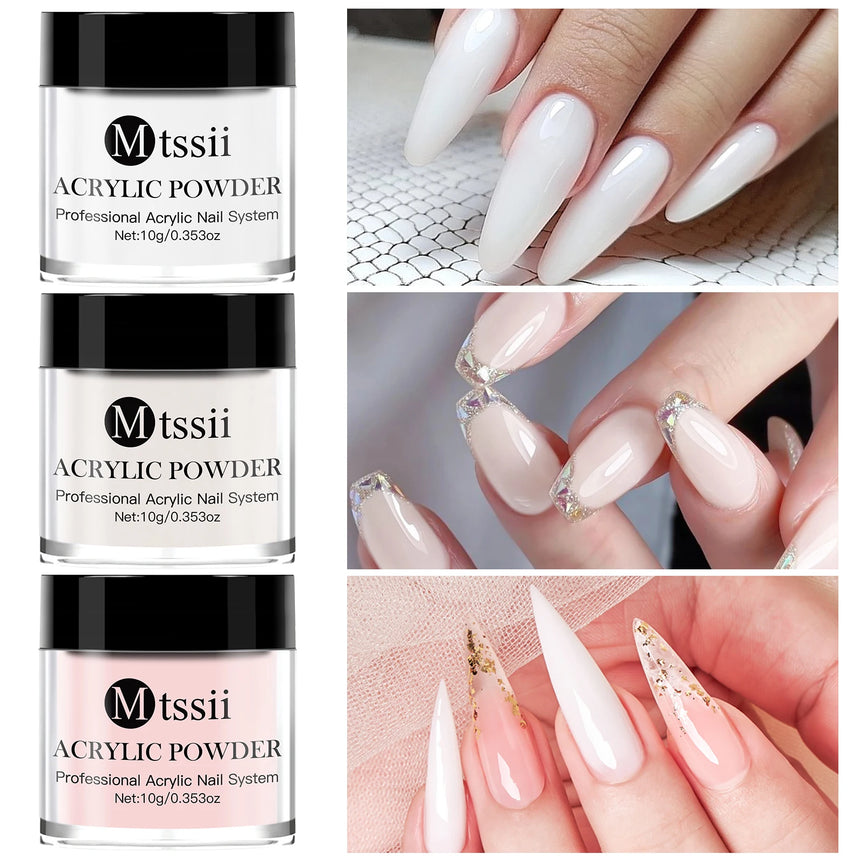 8pc Acrylic Powder Nail System Set, Nude Pink, Monomer Liquid Set for Nails Extension, Carving Flower, Adheshing Decorations DIY