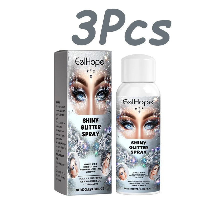 Fashion Highlighter Powder Spray for Hair Body Clothes Shiny High Gloss Glitter Powder Spray For Christmas Holiday Party
