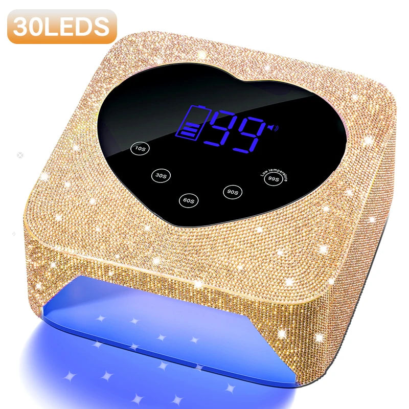 Rechargeable 72W UV LED Nail Lamp For Nails 30LEDS Wireless Gel Polish Curing Lamp With Large Screen Professional Nail Equipment