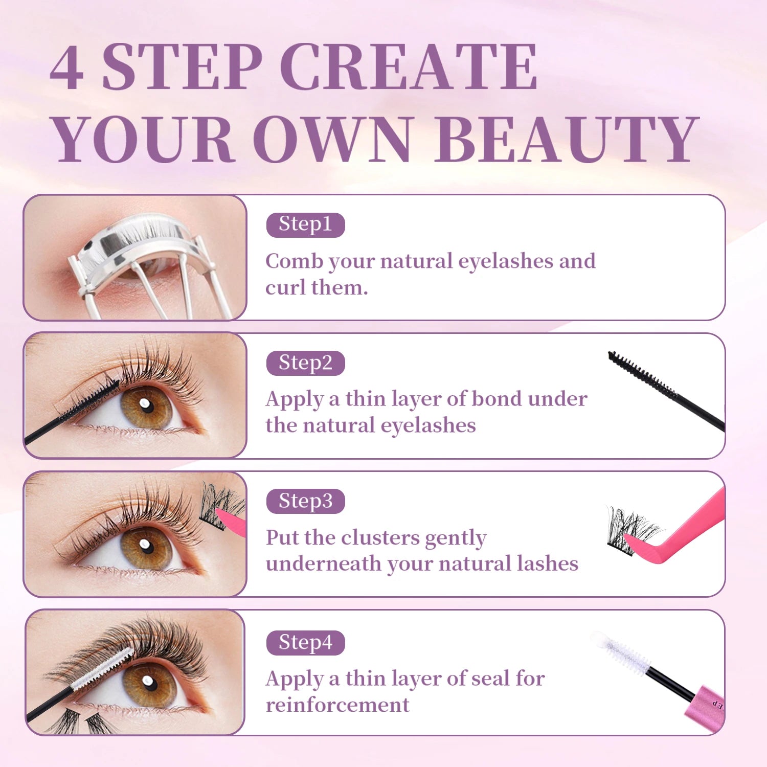 Lash Cluster Bond and Seal Waterproof Glue for Eyelash Clusters 10ml 2-in-1 Super Hold Long-Lasting Home Use Strong Hold