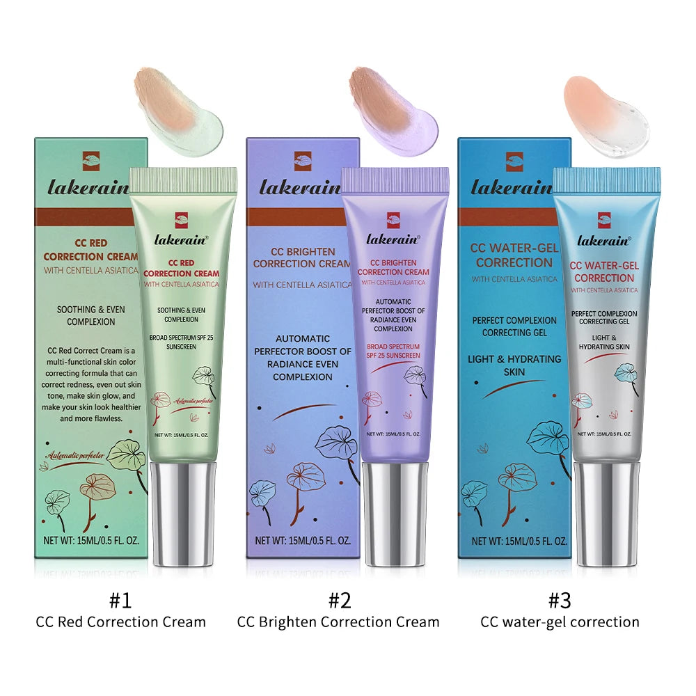 3pcs CC Cream Color-Changing Liquid Foundation | High Coverage Korean Centella Extract, Smooth Base Makeup for Face