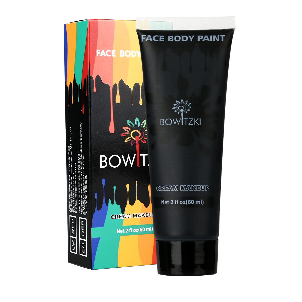 Bowitzki Face and Body Paint 2oz Cream Makeup 60ml Water Based Face Painting Special Effects For Adults Children Kids Halloween