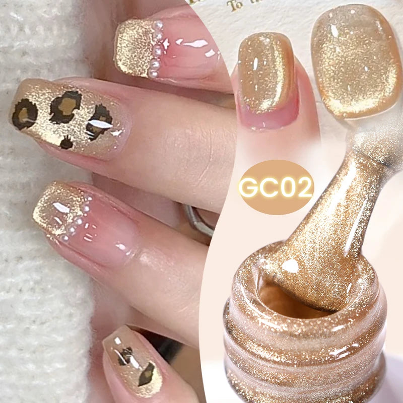 BORN PRETTY 10ml Black Glass Cat Magnetic Gel Nail Polish Silver Gold Glitter Semi Permanent Soak Off UV LED Gel Varnish