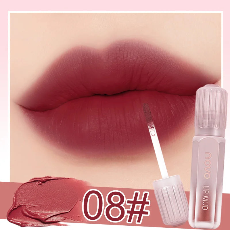 Matte Silky Velvet Lipstick, Creamy Texture, Long Lasting High Impact Color, Waterproof, Non-Stick Cup, Lip & Cheek Dual-Use,