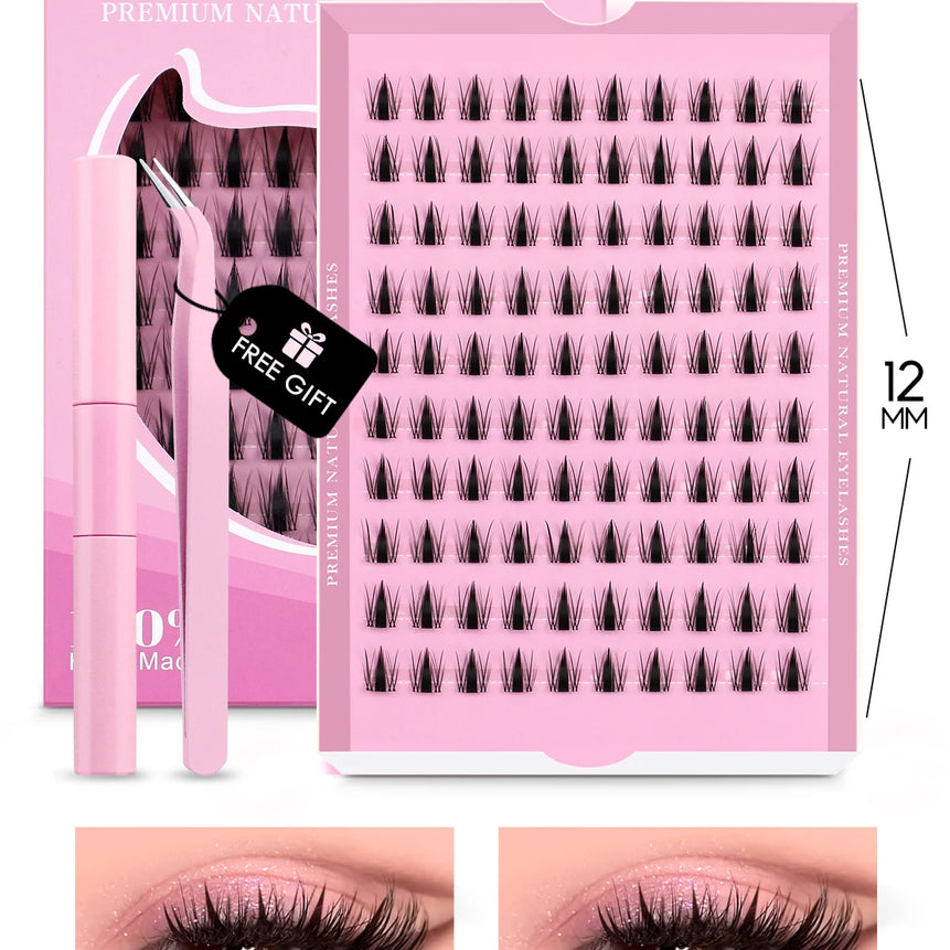 GROINNEYA Cluster Lashes Kit Manga Lashes Natural Eyelash extension Cluster Natural Volume Individual Lashes Mixed Tray Lashes