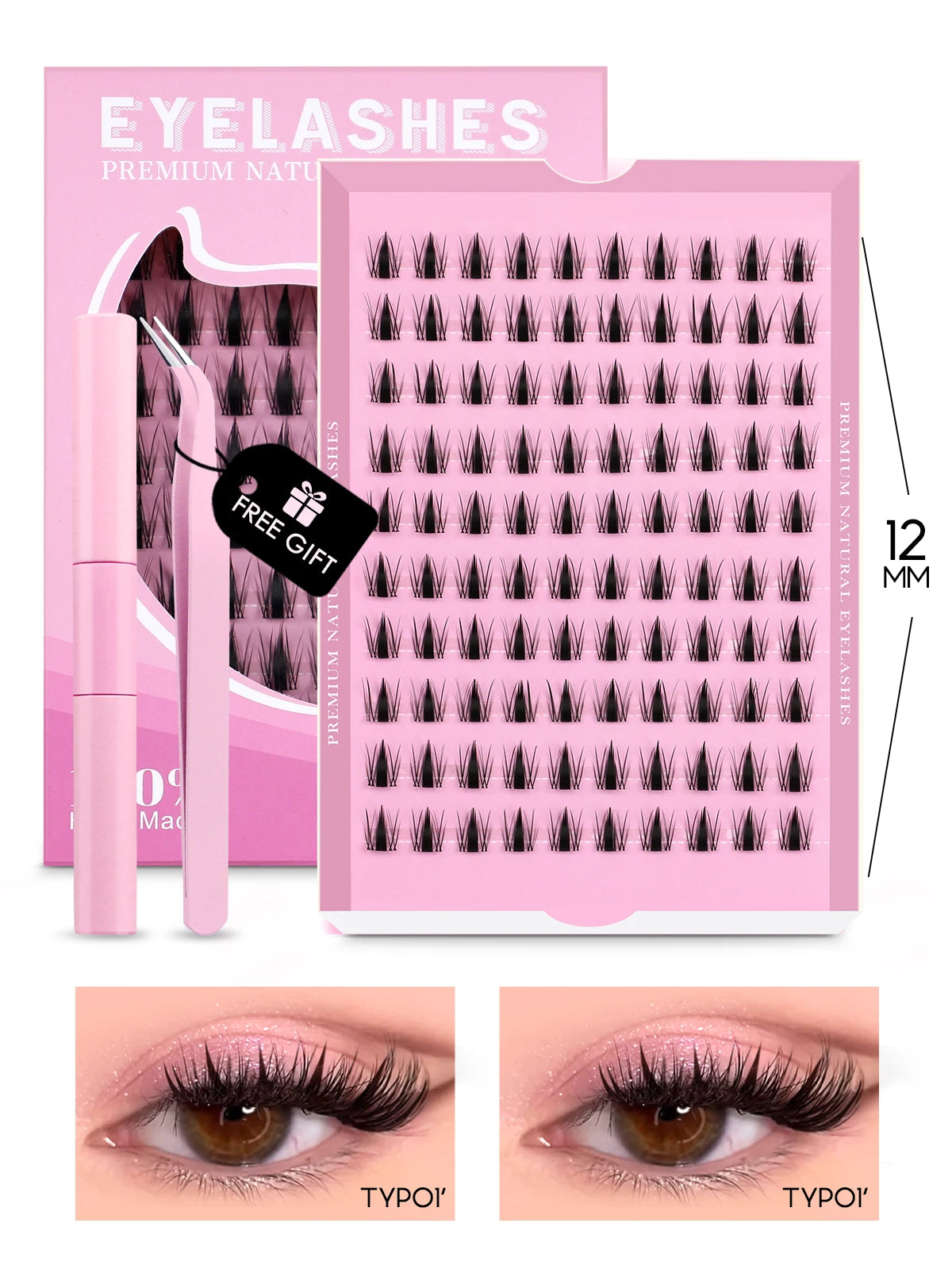 GROINNEYA Cluster Lashes Kit Manga Lashes Natural Eyelash extension Cluster Natural Volume Individual Lashes Mixed Tray Lashes